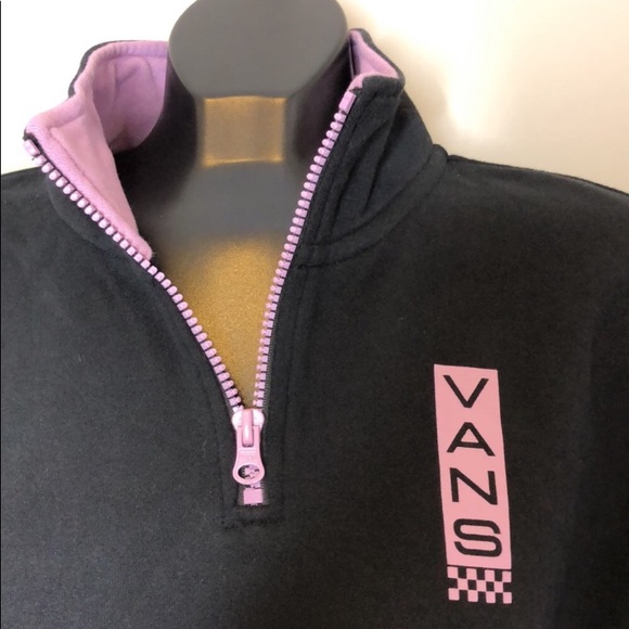 Vans Sweater Pink Zip Black Long Sleeve XS - Picture 3 of 8